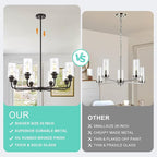 VINLUZ 8-Light Oil-Rubbed Chandelier with Clear Glass Shades, E26 Base Modern Pendant Light Fixture, Adjustable Swivel Heads Ceiling Lighting, Farmhouse Chandelier for Dining Room Kitchen Hallway