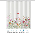 Floral Shower Curtain - 72" W x 78" L, with 12 Hooks, Hem Weighted Bathtub Shower Curtain for Bathroom