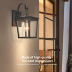 ALVIME Outdoor Wall Light Fixtures, Waterproof Outdoor Sconce Lights, Exterior Wall Lanterns, Porch Outside Lighting for Entryway, Backyard, Patio, Garage, Clear Seeded Glass Black 2 Pack