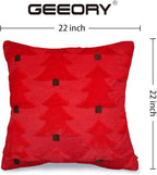 GEEORY Christmas Pillow Covers 22x22 Inch Set of 2, Christmas Decorations Xmas Tree Soft Plush Fluffy Faux Fur Decorative Throw Pillows Farmhouse Winter Cushion Case Red Brown GC035-22