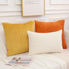 Simmore Decorative Fall Throw Pillow Covers 16x16 Set of 2, Soft Natural Plush Flannel Double-Sided Fluffy Couch Pillow Covers for Sofa Living Room, Orange