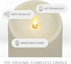 Luminara Realistic Artificial Moving Flame Outdoor Pillar Candle - Moving Flame LED Battery Operated Lights for Outside Christmas, Thanksgiving - Remote Ready - Remote Sold Separately - 3.25" x 6.5"