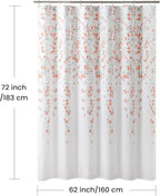 Fabric Shower Curtain, Orange and Gray Floral Flower Shower Curtains for Bathroom, Waterproof Bathroom Curtains, 62" W x 72" H