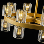 Gold Chandelier Light Fixture Kitchen and Dining, 16-Lights Modern Chandeliers for Dining Room, 18" Farmhouse Kitchen Pendant Lights Over Table, Crystal Wagon Wheel Chandelier(Bulbs Included)