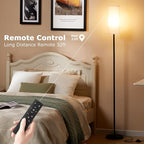 Ambimall 66'' Floor Lamps for Living Room with Remote Control and Stepless Dimmable Colors Temperature & Brightness, 9W Bulb Included(Beige Lampshade & Black Pole)