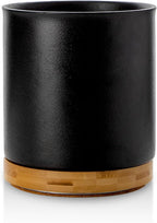 Nucookery 360°Rotating Utensil Holder, 7.2" Kitchen Utensil Crock, Ceramic Cooking Utensil Organizer with Countertop-Protection Cork Bottom for Farmhouse Kitchen Decor Christmas (Stone Black)