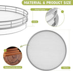 Bathroom Vanity Tray Wood - 10" Round Bathroom Tray Countertop, Holds Perfume Soap Dispenser Cosmetics Key Trinket Ring - Decor Counter Tray for Kitchen Nightstand Entryway, White and Sliver