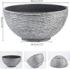 Sungmor Ash Black Resin Outdoor Low Bowl Planter Bird Bath 15.6 Inch Water Lily Succulent Pots Small Fountain Base