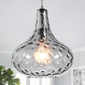 11" Smoked Hammered Glass Pendant Light – Blown Glass Ceiling Fixture with Brushed Nickel Finish, Modern Industrial Lighting for Kitchen Island, Dining Room, Hallway, Living Room