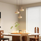 Wabi Sabi Pendant Light Natural Stone Shade Nordic Wood Chandelier,Yellow Travertine Cave Lamp, Japanese Style Lights 15W,Natural Stone Lights for Dining Room Bedside Kitchen Island Hallway