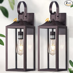 19" Dusk to Dawn Outdoor Lighting 2 Pack, Large Outdoor Wall Sconce Dusk to Dawn Sensor Wall Sconce Lamp, Anti Rust Bronze Dusk Till Dawn Porch Light for Doorway, Garage, Patio
