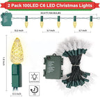 50 LED C6 Christmas Lights - 16.4Ft Battery Operated Seasonal Lighting for Indoor/Outdoor Xmas Tree, Garden, Patio, Party - Warm White