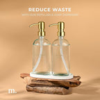 MaisoNovo Soap Dispenser 3-Piece Set | 16.9oz Clear Bottles with Gold Stainless Steel Pumps
