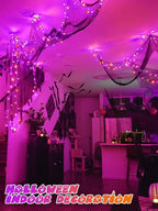 2 Pack Halloween String Lights Battery Operated with Timer, 66FT 200 LED Waterproof Orange and Purple Lights, Twinkle Fairy Light with 8 Modes for Indoor & Outdoor Party Bedroom Halloween Decorations