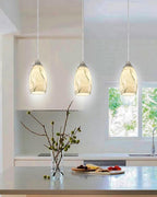 Mini Pendant Lights Kitchen Island Light Brown Glass Lamp Shade Hand Blown Glass Pendant Light with Brush Nickel Finish Adjustable Cord for Kitchen Over Sink (Green Marble-1Packs)