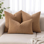 MIULEE Textured Boucle Throw Pillow Cover Brown Accent Solid Lumbar Pillow Case Decorative Vintage Soft Pack of 1 Couch Cushion Mid Century Chair Sofa Bedroom Livingroom Home Decor,24x12 Inch