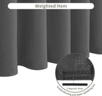 Inhousolu Fabric Shower Curtain Waffle Weave, Graphite Grey 230 GSM Heavy Duty, Weighted Hem, 14 Metal Hooks, Water Repellent, Machine Washable, Hotel Spa Luxury Bath Curtain Set, 72 x 72 Inch