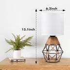 Hamilyeah Boho Lamp, Woven Table Lamp for Nightstand with On/Off Switch, Bedroom Lamp with White Fabric Shade, Simple Table Light for Bedside, Living Room