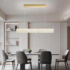 Rectangle Crystal Chandelier Modern Gold Crystal Chandelier Rectangular Pendant Lighting Fixture for Dining Room Kitchen Island Bedroom (L 40")