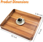 GinSent Wooden Serving Tray with Handles,Rustic Ottoman Tray for Kitchen Counter/Coffee Table/Living Room Decor,Versatile Tray for Party Picnic Barbecue