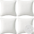 Decorative Outdoor Water Repellent Throw Pillows with Inserts, Set of 4, 18" x18" Pillows for Patio, Backyard, Bed, Couch, and Patio Furniture, Linen