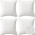 Decorative Outdoor Water Repellent Throw Pillows with Inserts, Set of 4, 20" x20" Pillows for Patio, Backyard, Bed, Couch, and Patio Furniture, Linen