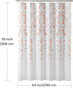 54x78 Inch Stall Shower Curtain, Orange and Grey Fabric Shower Stall Curtain, Floral Flower Print Small Shower Curtains for Bathroom, 54" W x 78" H