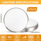 13 Inch 36W Dimmable Flush Mount LED Ceiling Lights, 5CCT (2700K-6500K) Adjustable & 4000LM Super Bright LED Ceiling Light Fixtures, Brushed Nickel Modern Ceiling Lamp for Bathroom Hallway, 2-Pack