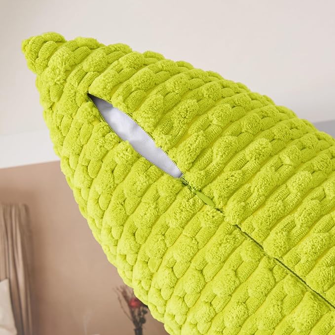 Kevin Textile Decorative Pillow Covers Set of 2 Striped Plush Corduroy Pillows Pillowcases Boho Home Decor Cushion Covers for Couch Sofa Bed Living Room 20x20 Inch, Christmas Green