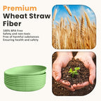Homienly Wheat Straw Plates Set, 10 inch Deep Dinner Plates, Unbreakable Plates for Kitchen, Camping, 8 PCS Lightweight Round Plates, Microwave and Dishwasher Safe Plate Set - Light Green