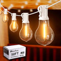 Outdoor String Lights, LED String Lights for Outside with 27 Shatterproof Bulbs (2 Spare), 50FT Porch White Hanging String Light for Balcony, Pergola, Gazebo, Patio Decor,White Cord