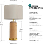 Modern Rattan Table Lamps Set of 2-22.4" Boho Nightstand Bedside Lamp for Bedroom Living Room Vintage End Table Lamps