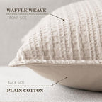 Foindtower Set of 2 Decorative Cotton Waffle Weave Throw Pillow Covers Euro Shams Cushion Covers Accent European Pillowcase for Bed Couch Sofa Bedroom Living Room Home Decor 24×24 Inch Oatmeal