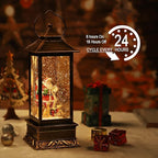 Christmas Snow Globe Lantern Christmas Decorations, Xmas Gifts Christma Vintage Home Decor Indoor,Sparkling with Music 6H Timer, Holiday Party Gifts (Santa Claus Red)
