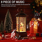 Christmas Snow Globe Lantern Christmas Decorations, Xmas Gifts Christma Vintage Home Decor Indoor,Sparkling with Music 6H Timer, Holiday Party Gifts (Santa Claus Red)