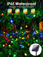 2pk Multi-Colored Solar Christmas Lights Outdoor Waterproof, 200 LED 66 FT Solar Powered LED String Lights Green Wire with 8 Modes, Solar Fairy Lights for Xmas Tree Party Wedding Garden Decorations