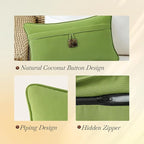 Outdoor Sunbrella Decorative Pillows with Coconut Button Pack of 4, 20" x 12" Outdoor Pillow Set for Couch Bed Throw Patio Sofa, Canvas Ginkgo