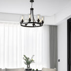 8 Lights Large Farmhouse Chandelier Wagon Wheel, Industrial Island Lights for Kitchen Oil Rubbed Bronze Finish, Dining Room Lighting Fixtures Hanging