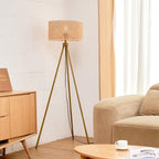 GLOBE Electric 65914 60" Floor Lamp, Faux Wood Tripod Base, Rattan Shade, On/Off Rotary Switch on Socket