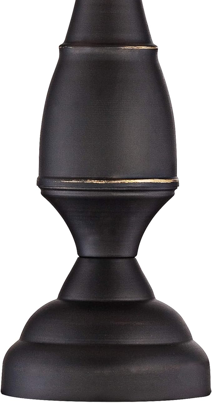 Regency Hill Ben Rustic Farmhouse Traditional Table Lamps 25" Tall Set of 2 Dark Bronze Metal Candlestick White Softback Drum Shade for Bedroom Living Room House Bedside Nightstand Office