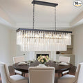 Rectangle Black Dining Room Chandelier Modern Linear Over Table Lighting Fixture 16-Light Chandelier for Kitchen Island, Living Room, Bar