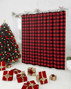 Vandarllin Extra Long 72x84 Inches Shower Curtain Washable,Water Repellent,Rustic Red Black Buffalo Check Plaid Pattern Print