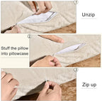 PHF Truly Velvet Zippered Body Pillowcase, No Insert, 1 Pack Ultra Soft Breathable Pillow Sham Cover with Zipper, 20"X 54" Long Luxury Cozy Warm Fuzzy Flannel Body Pillow Case, Sand