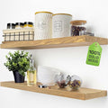 BAOBAB WORKSHOP Natural Wood Floating Shelves for Wall 30 Inches Long, Solid Wooden Shelf Large, Bathroom Shelves for Room Wall Mounted Kitchen Farmhouse, Oak Floating Shelf, 30W × 6.7D, Set of 2