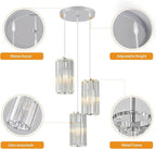 Chrome Pendant Lighting Modern Pendant Light, Mini Crystal Chandeliers,Adjustable Pendant Light Fixture for Kitchen Island Dinning Room Corridor Bedroom…(Gold 3-Light)
