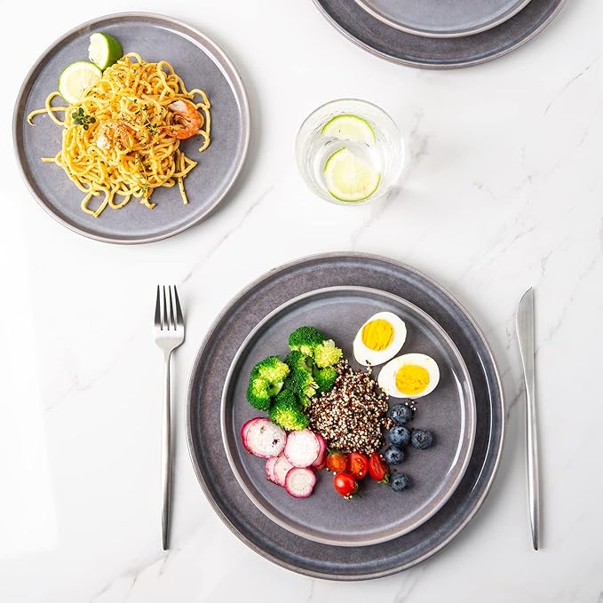 AmorArc Dinner Plates Set of 6, 10.5 Inch Reactive Glaze Ceramic Plates Set, Microwave, Dishwasher Safe, Scratch Resistant, Modern Large Dinnerware Dishes Set Kitchen Stoneware Plates