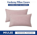 MIULEE Winter Pack of 2 Pillow Covers Soft Soild Decorative Throw Pillow Covers Set Cushion Cases Pillowcases for Sofa Bedroom Car 12 x 20 Inch 30 x 50 Cm Pink