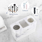 Luxspire Electric Toothbrush Holder, 3 Slots Large Marble Toothbrush Toothpaste Stand, Resin Storage for Bathroom Accessories Vanity Counter Sink Organizer Caddy Marble Style- Ink White