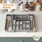 Lifewit Silverware Drawer Organizer, Expandable Utensil Organizer for Kitchen Drawers, Adjustable Cutlery and Flatware Tray, Plastic Spoons Forks Knives Holder Storage Dividers, Medium, Gray