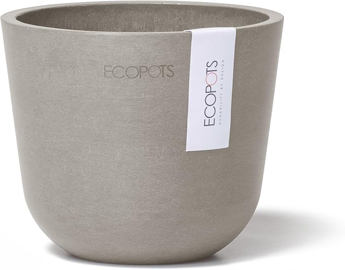 Ecopots Oslo Mini Durable Modern Round Indoor/Outdoor Recycled-Based Composite Flower Pot Planter, Taupe, 4.5"